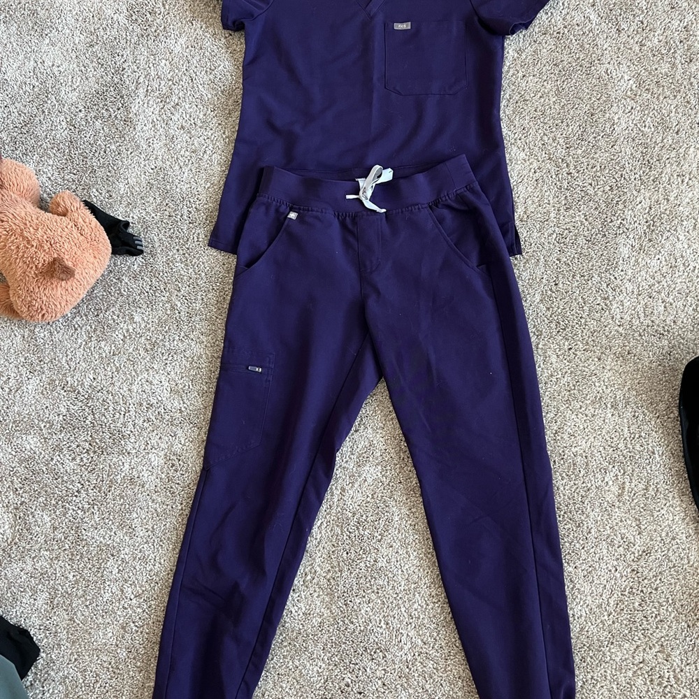 Purple figs scrub top and pants XS